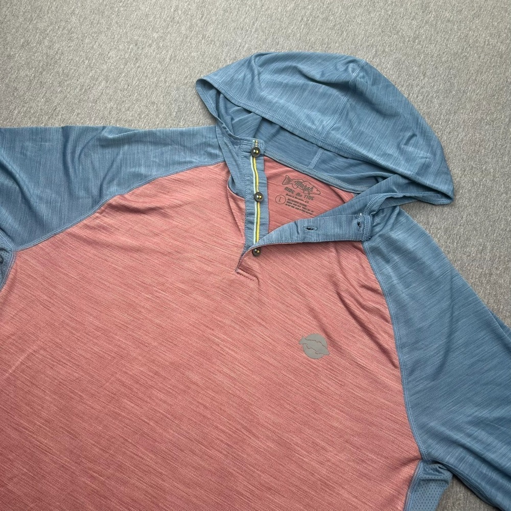 Marsh Wear Ride the Tide Hooded Long Sleeve Shirt Mens Large Lightweight Red